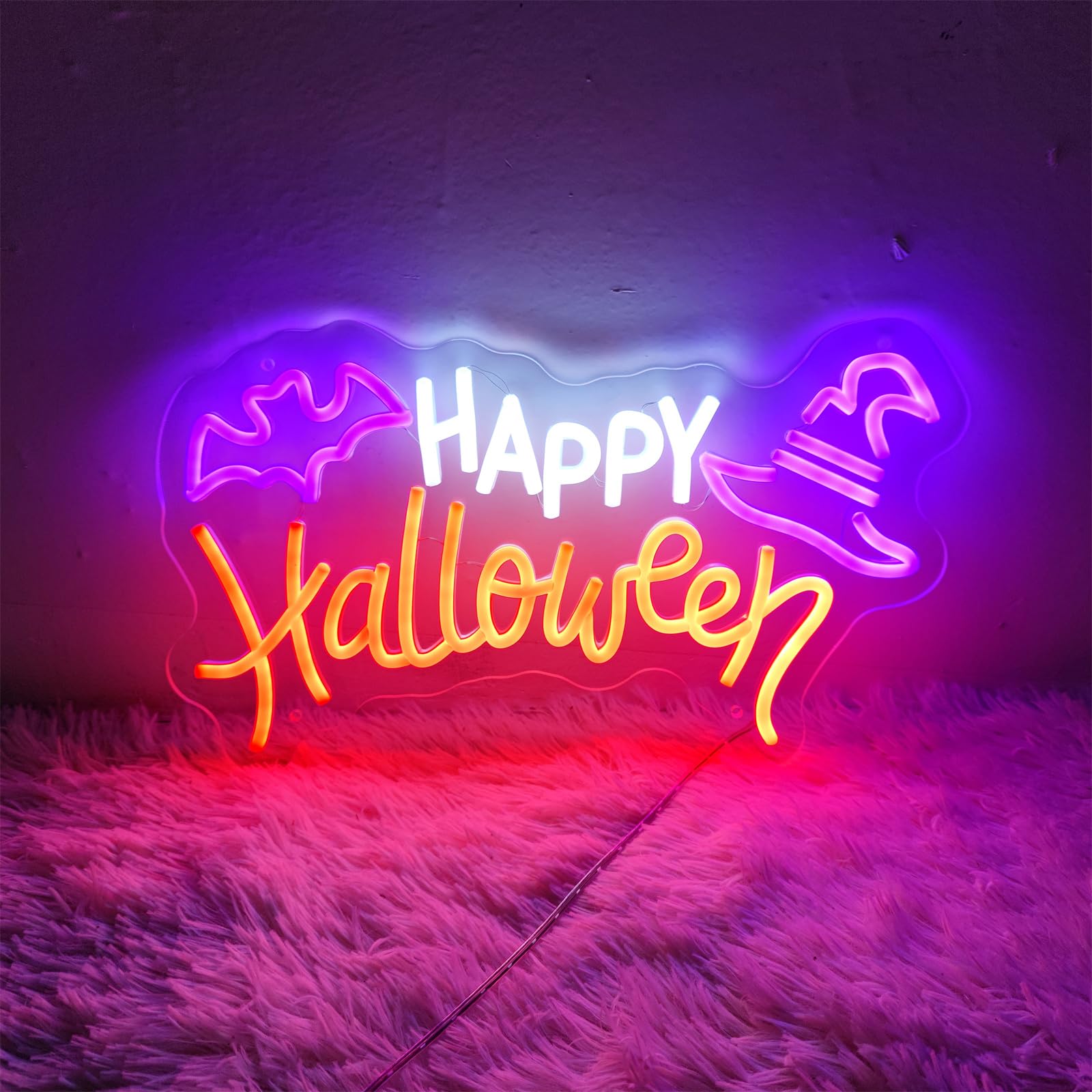 Happy Halloween Neon Signs for Wall Decor, 15.94 * 9.65 inches Led